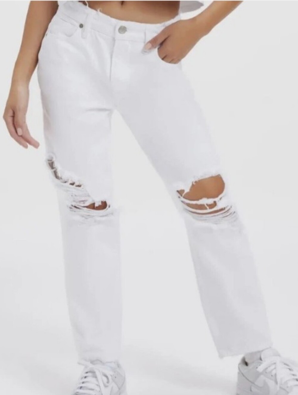 Good American Good Boy Ankle Wrap Pants White NWT - Picture 1 of 8